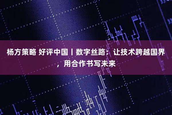 杨方策略 好评中国丨数字丝路：让技术跨越国界，用合作书写未来